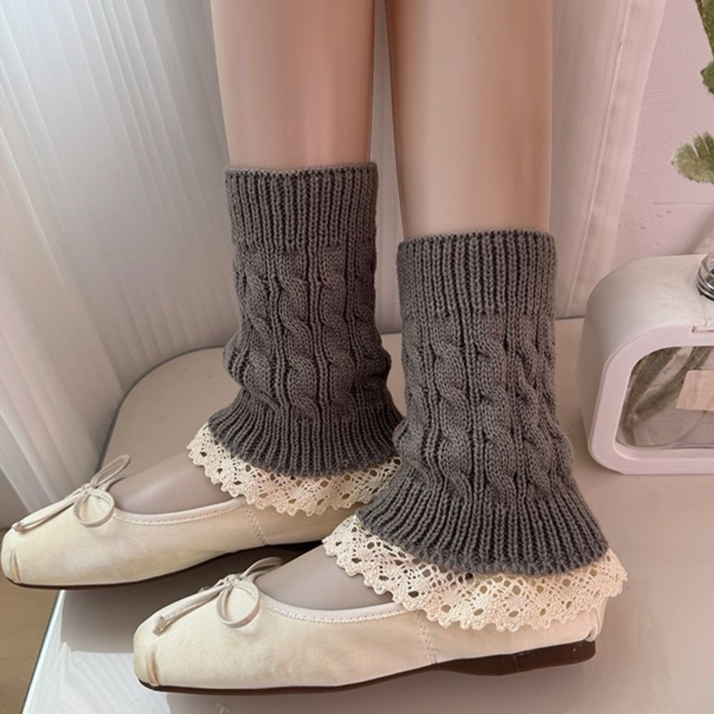 Boot Sock Slouchy - Винтажные вязаные гетры с кружевным рюшевым